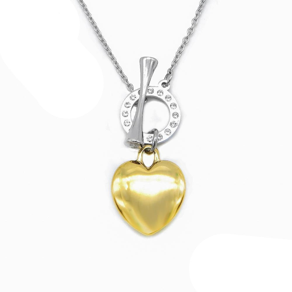 Gold Puff Heart Necklace