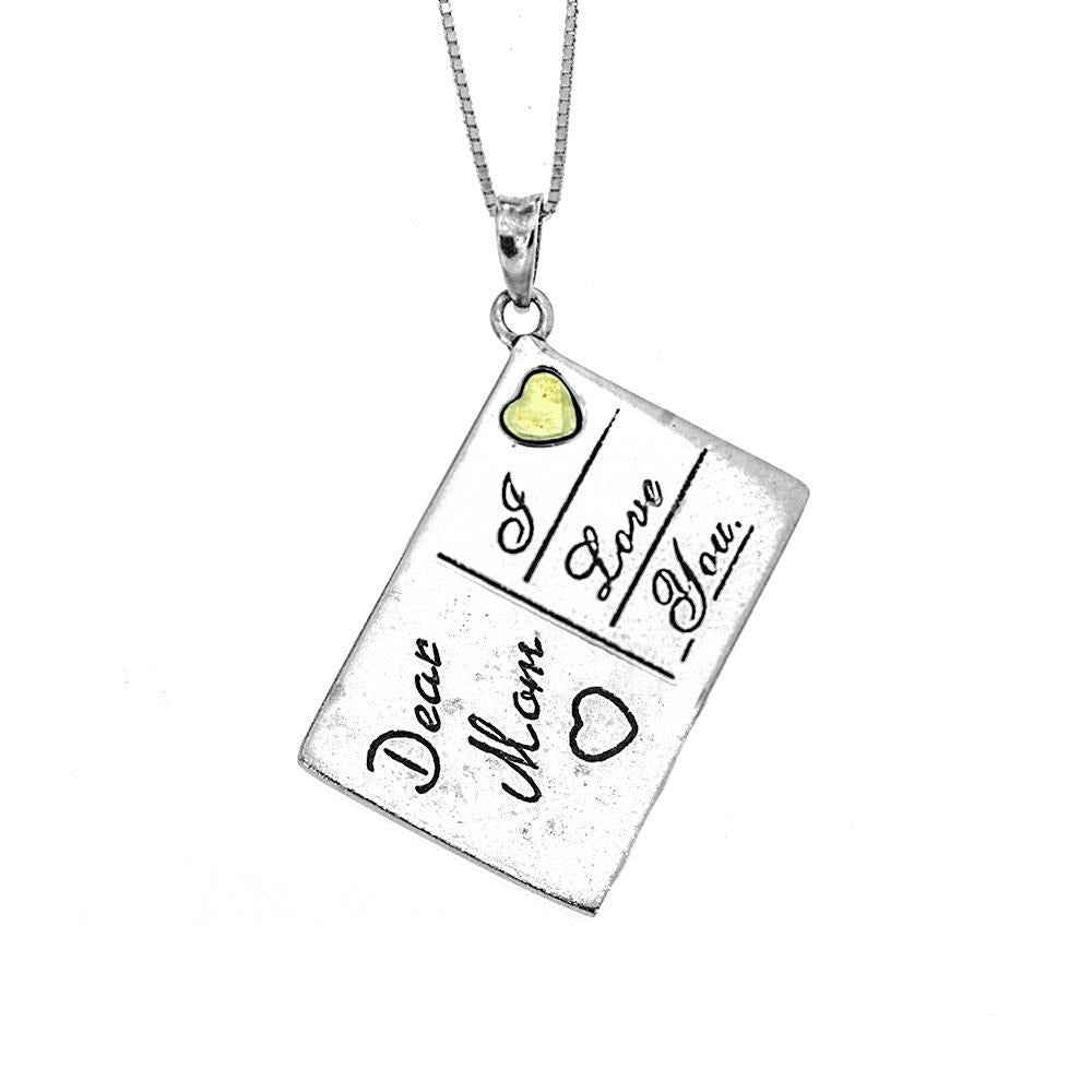 Square Plate pendant with Dear Mom, I Love You Necklace