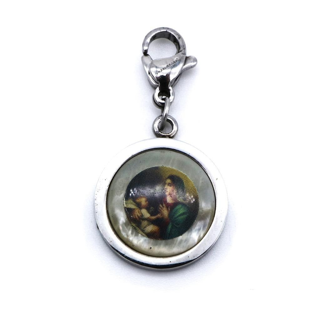 Mother Mary and Jesus Christ in Round Mop Pendant