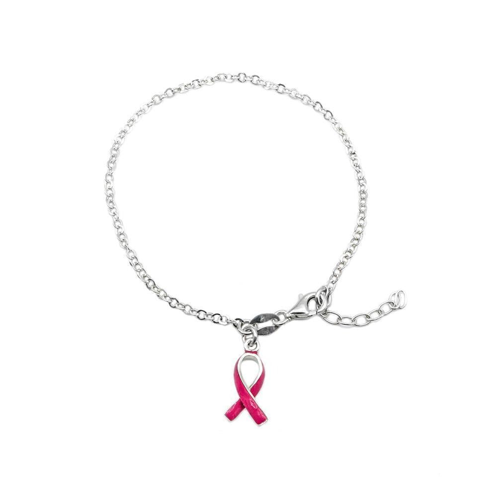 Thin Rolo Chain with Pink Enamel Ribbon 925 Sterling Silver Bracelet Philippines | Silverworks
