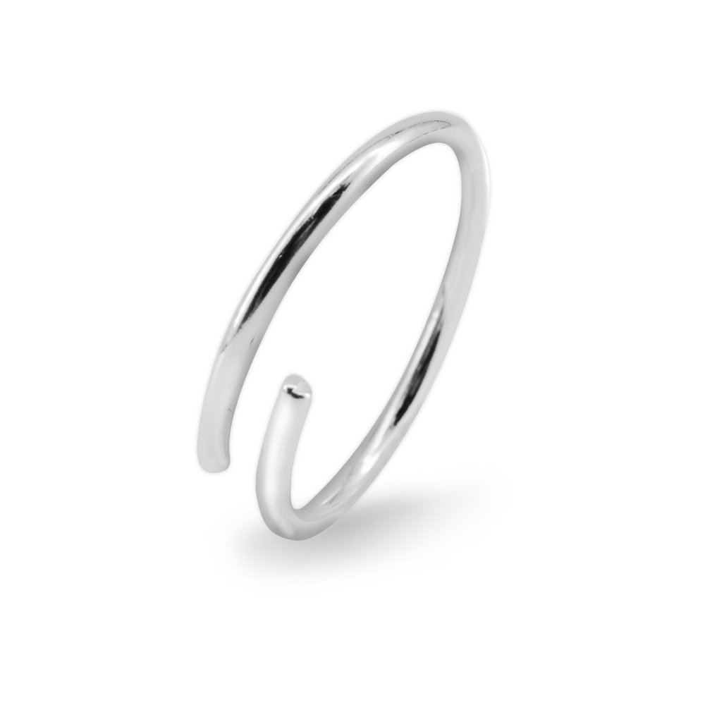 Elcie Plain Polished Adjustable Silver Ring For Women