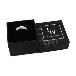 Isha Sandblasted Band Silver Ring with Deep Engraved Design