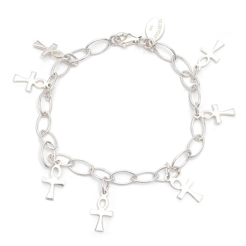 Cross 925 Sterling Silver Charm Bracelet SilverWorks
