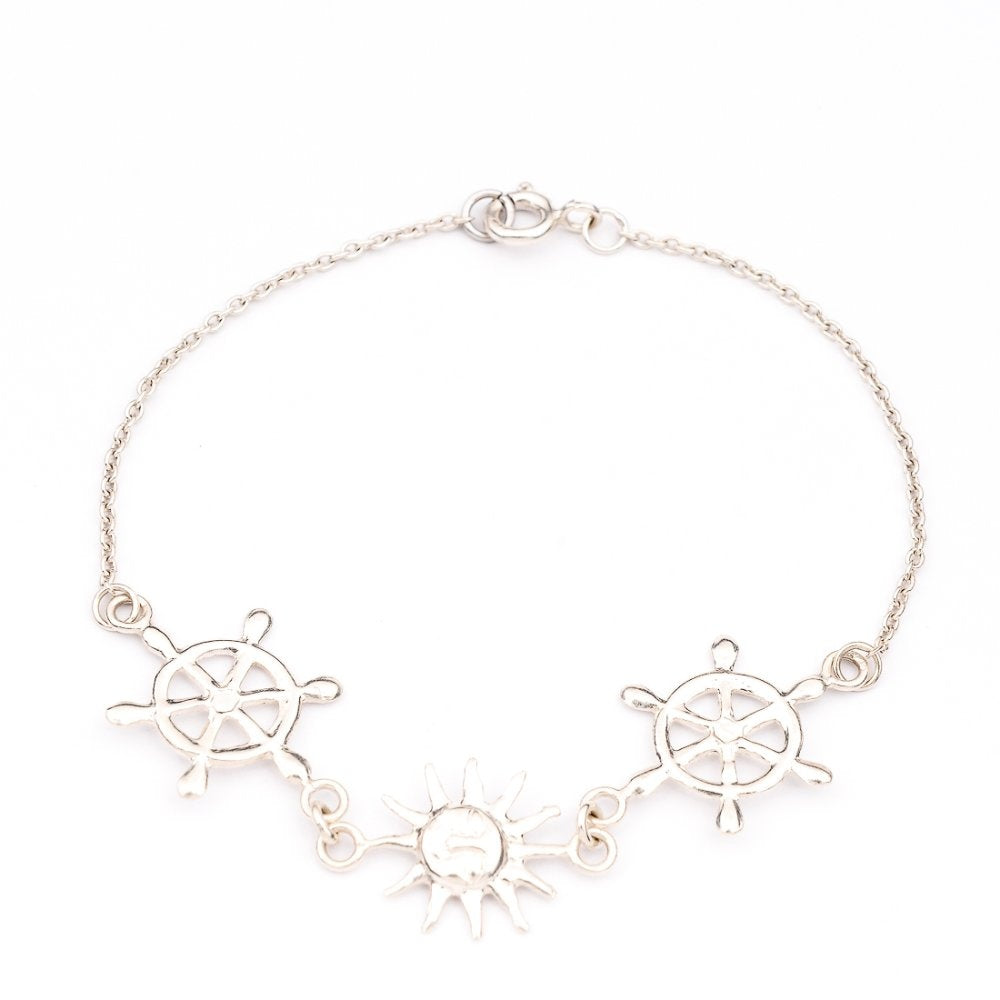 Linked Anchor and Sun 925 Sterling Silver Bracelet Philippines | Silverworks