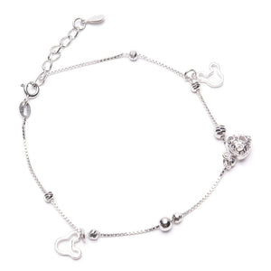  925 Sterling Silver Bracelet with Mickey Mouse Head and Filigree Heart Philippines | Silverworks