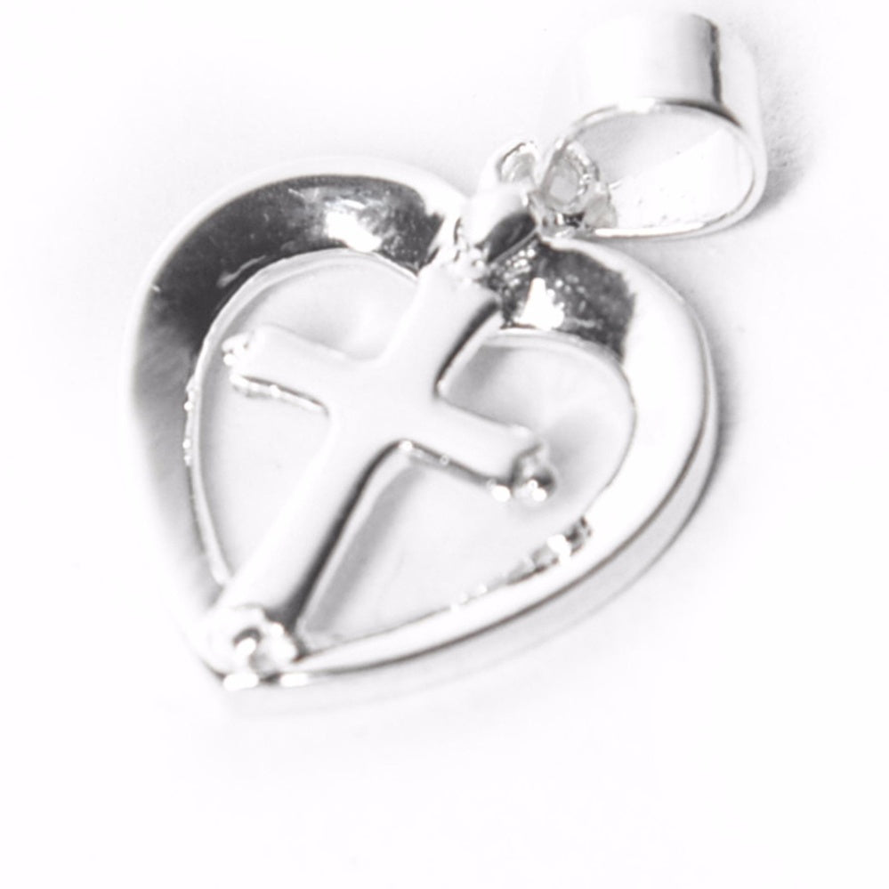 Heart With Cross 925 Sterling Silver Pendant Philippines | Silverworks