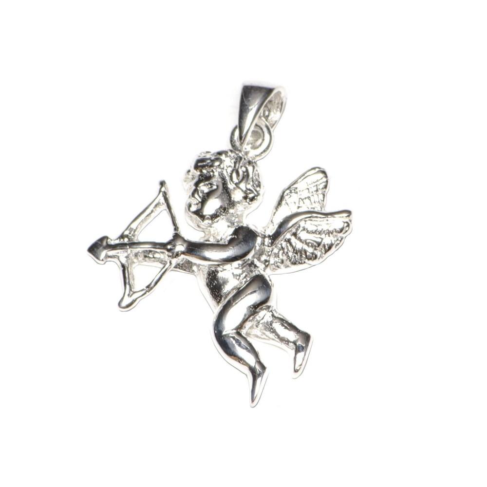 Winged Cupid with Bow and Arrow 925 Sterling Silver Pendant Philippines | Silverworks