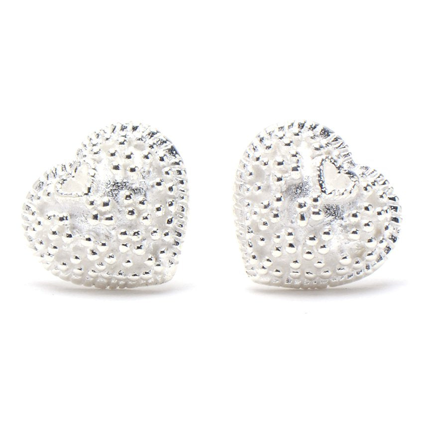 Heart with Dot 925 Sterling Silver Stud Earrings Philippines | Silverworks