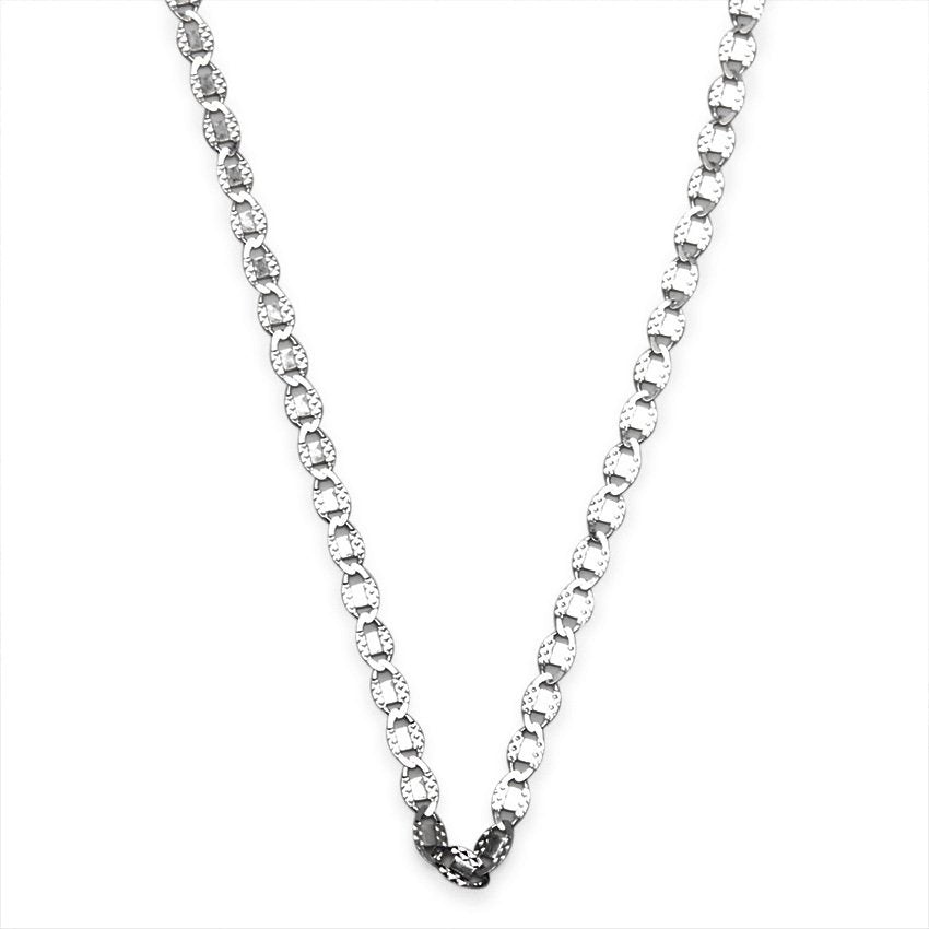 Flat Marina with Diamond Cut on Side Chain Necklace