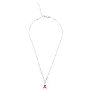Thin Rolo Chain with Pink Enamel Ribbon Pendant 925 Sterling Silver Necklace Philippines | Silverworks