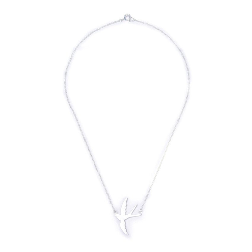 Thin Rolo Chain with Matte Flying Bird Pendant Necklace
