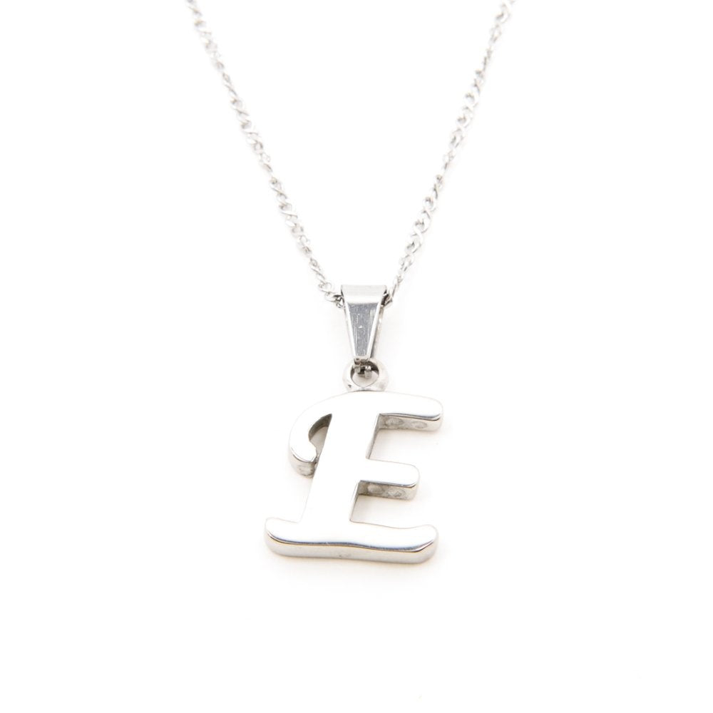 Letter E Pendant in Twisted Curb Chain Stainless Steel Hypoallergenic Necklace Philippines | Silverworks