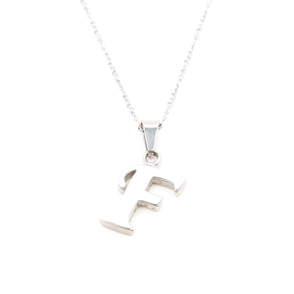 Mio Mio by Silverworks Stainless Steel Letter F Pendant in Twisted Curb Necklace Unisex X1957