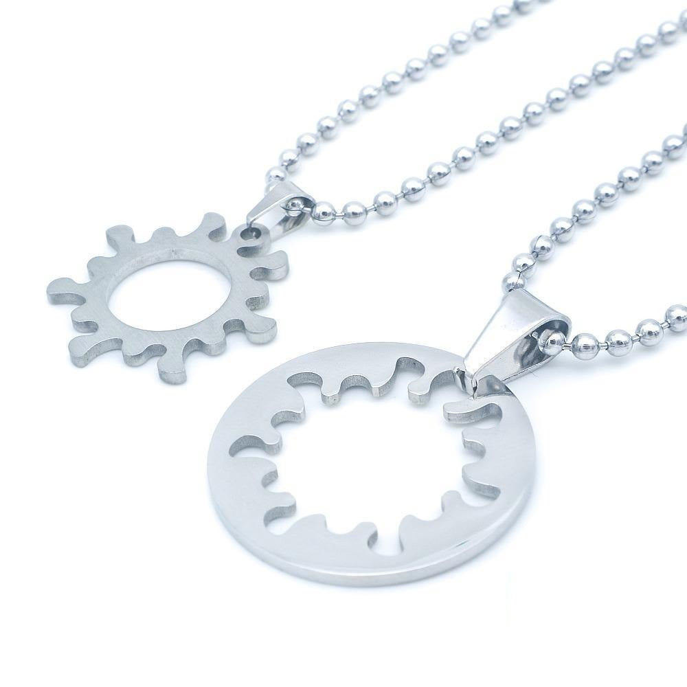 2in1 Round Puzzle Couple Necklace