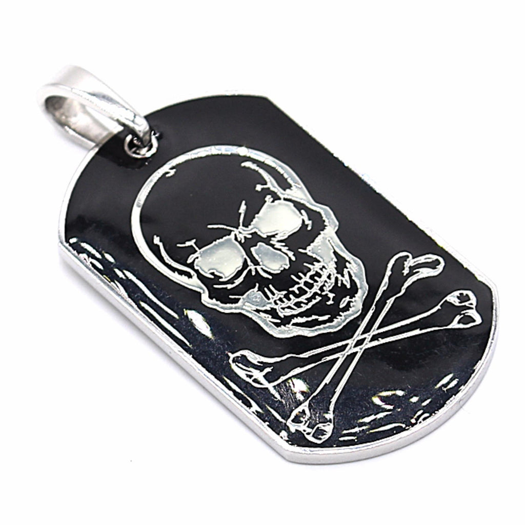 Dogtag with Skull Design w 24 Ballschain Stainless Steel