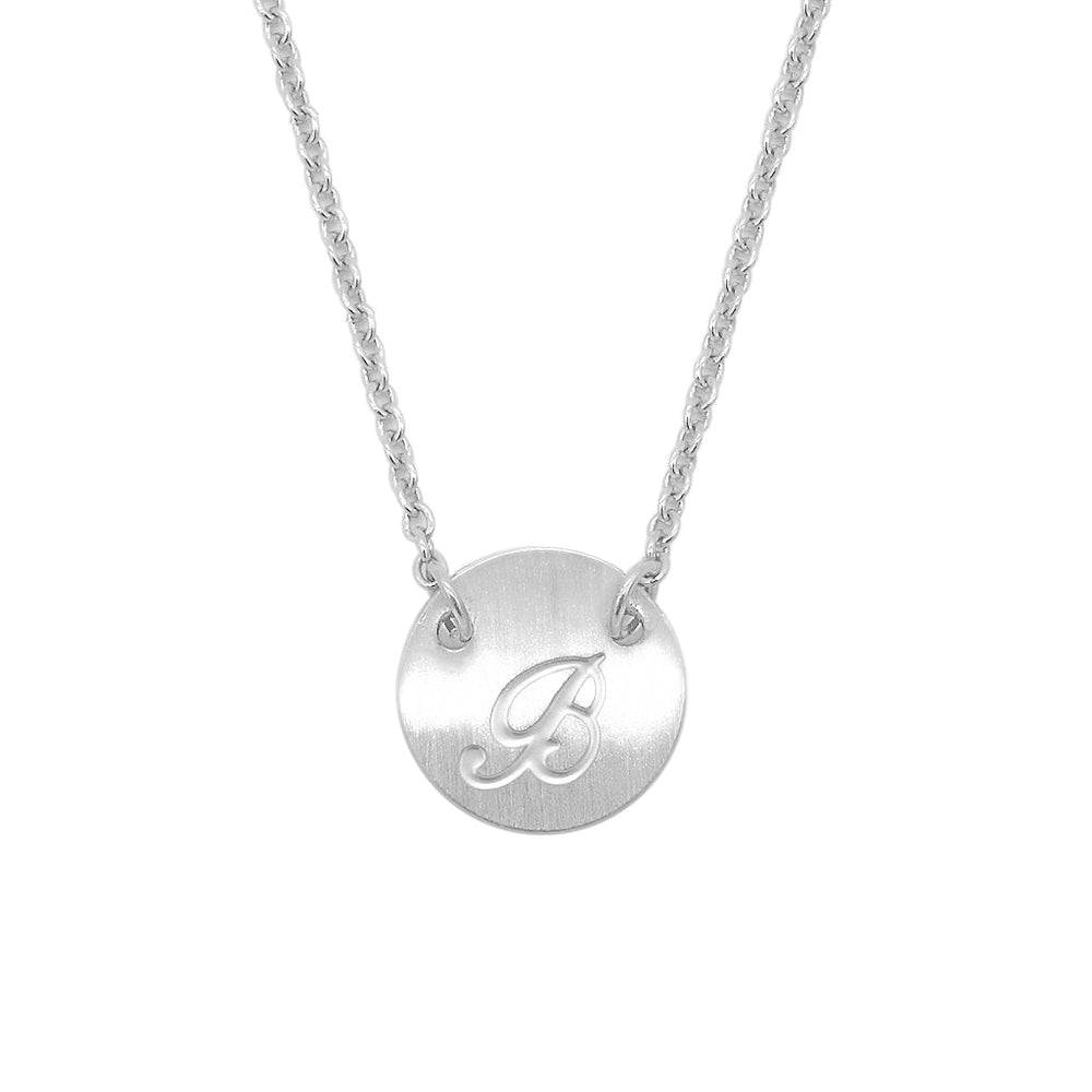 
                      
                        Reign Round Plate Letter Engraved Stainless Steel Pendant Necklace | SilverWorks
                      
                    