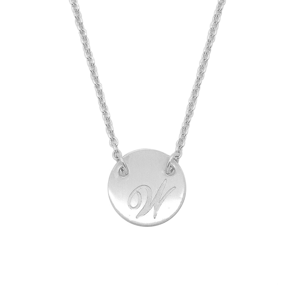
                      
                        Reign Round Plate Letter Engraved Stainless Steel Pendant Necklace | SilverWorks
                      
                    