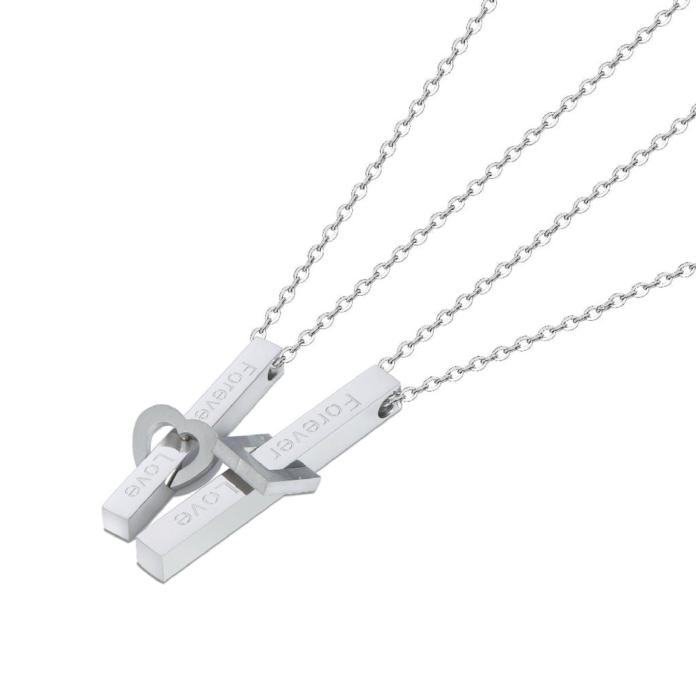 
                      
                        Isra ID Bar Forever Love Engraved Couple Stainless Steel Necklace Set | SilverWorks
                      
                    