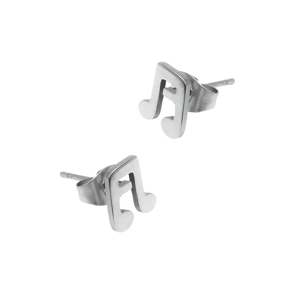 Sikes Musical Notes Stainless Steel Stud Earrings Set | SilverWorks
