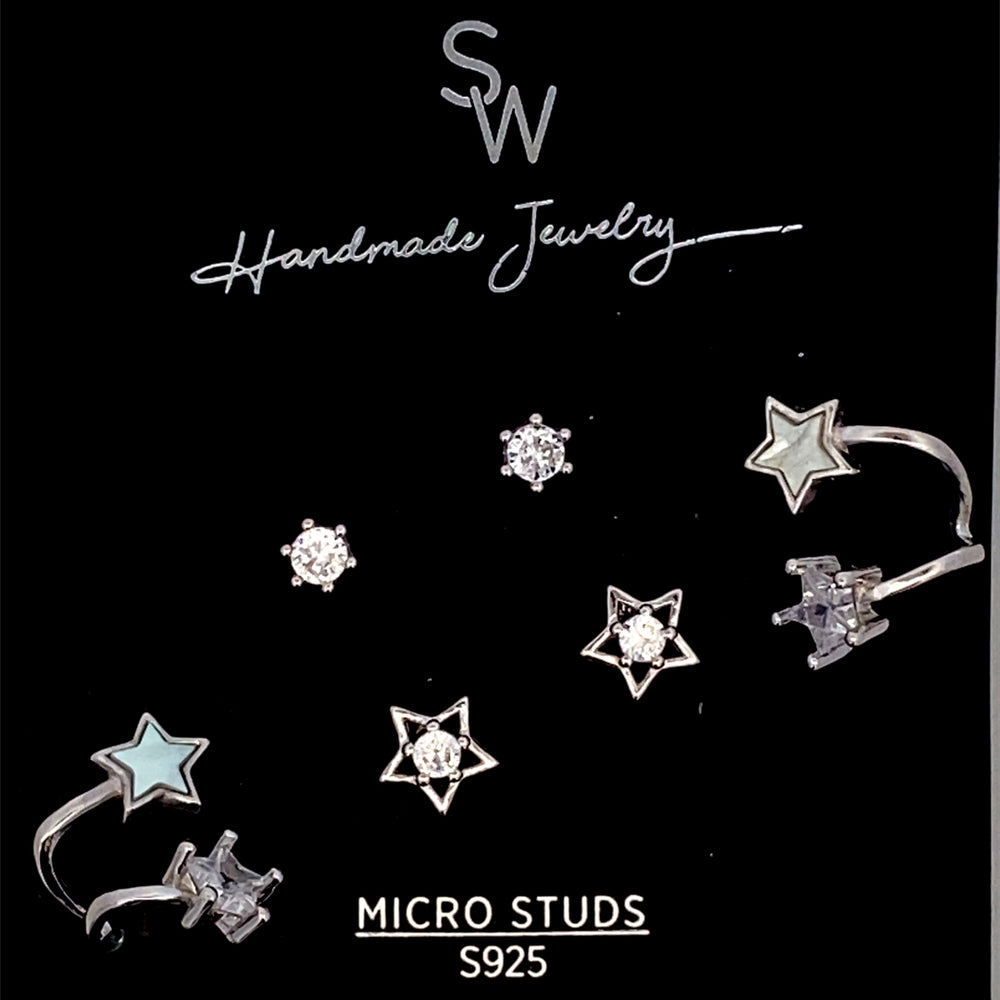 S796 RHOD SET STR IN WHT ENML EARCUFF MID CZ STONE IN PRONG