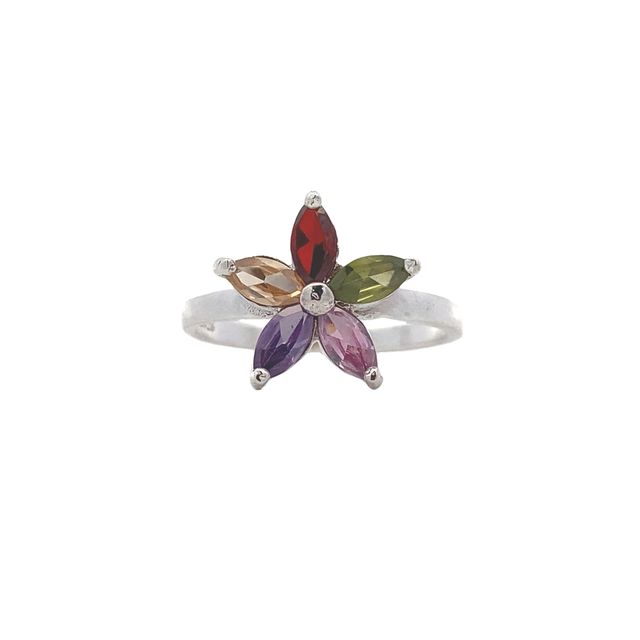 
                      
                        Aira Flower Multicolor 925 Sterling Silver Promise Ring
                      
                    