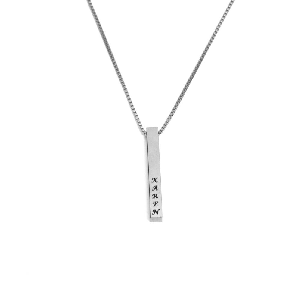 
                      
                        Calligraphy Script Vertical Bar Personalized Name Necklace| Silverworks
                      
                    
