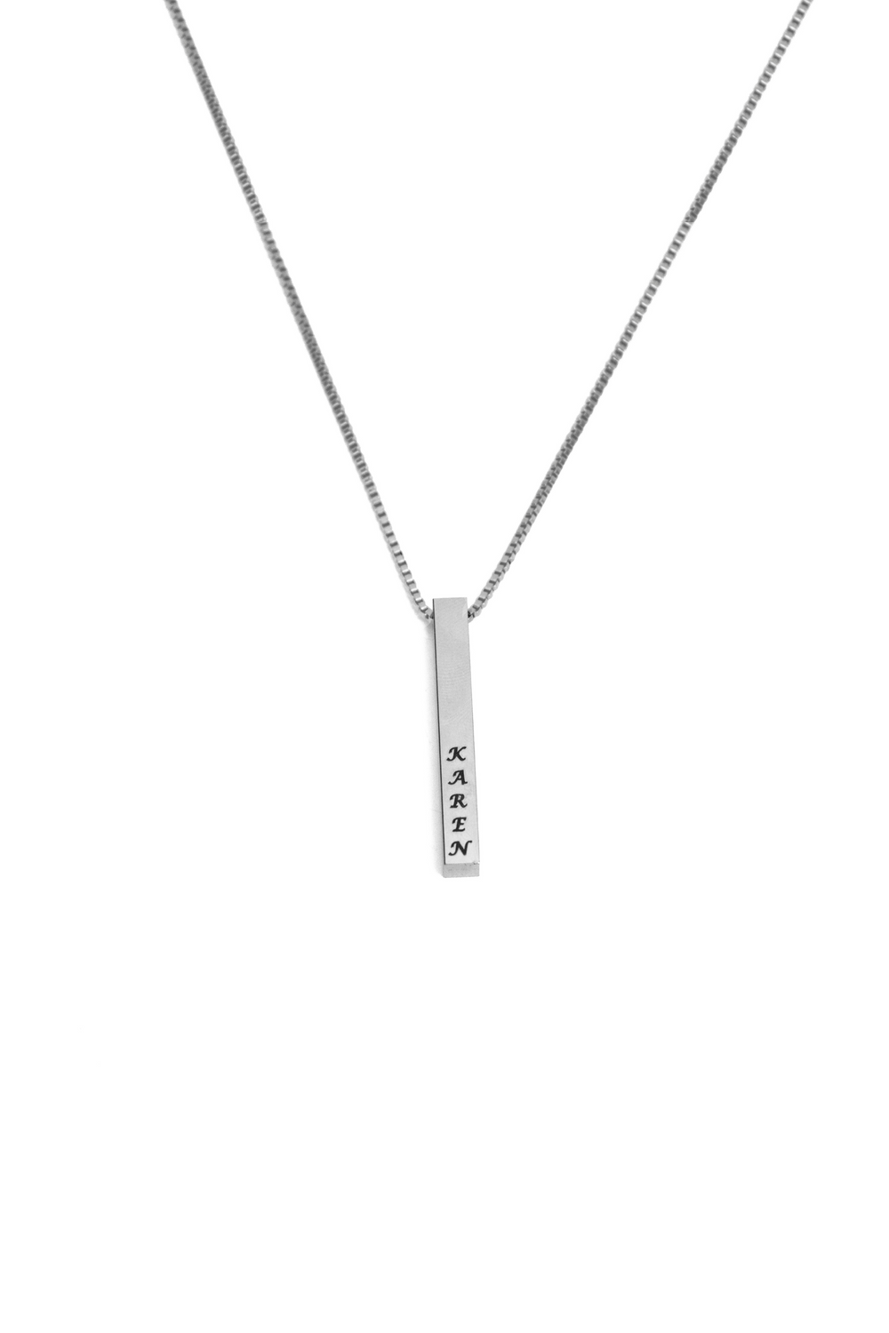 Calligraphy Script Vertical Bar Personalized Name Necklace| Silverworks