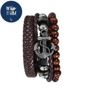 
                
                    Load image into Gallery viewer, Mio Mio by Silverworks Anchor Multilayered Bracelet - Fashion Accessory for Men X4482/83
                
            