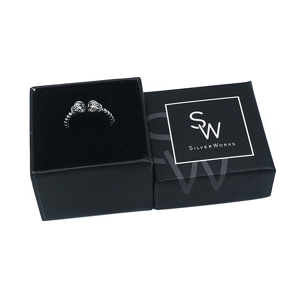 Silverworks Oxidized Royal Crown  Adjustable Ring R6474