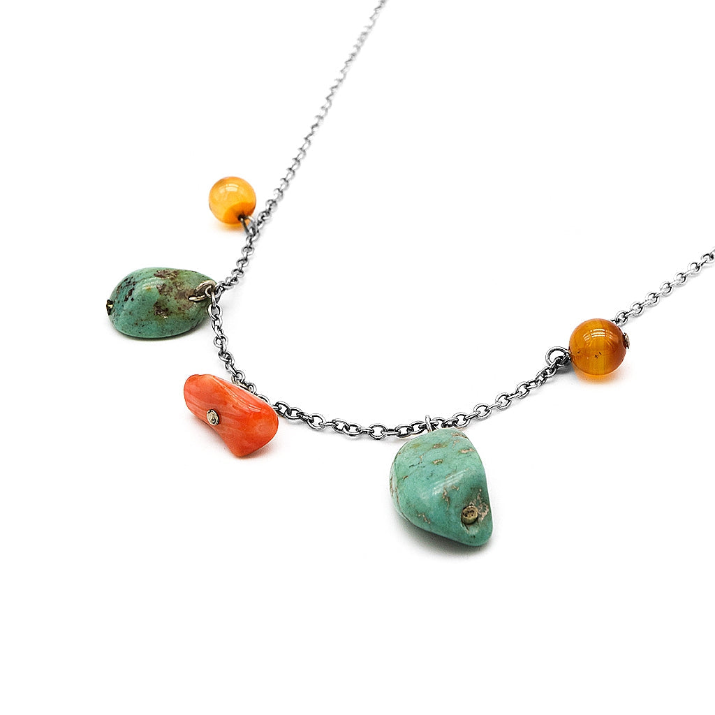 Jenica Multicolor Gemstones 925 Sterling Silver Statement Necklace | SilverWorks