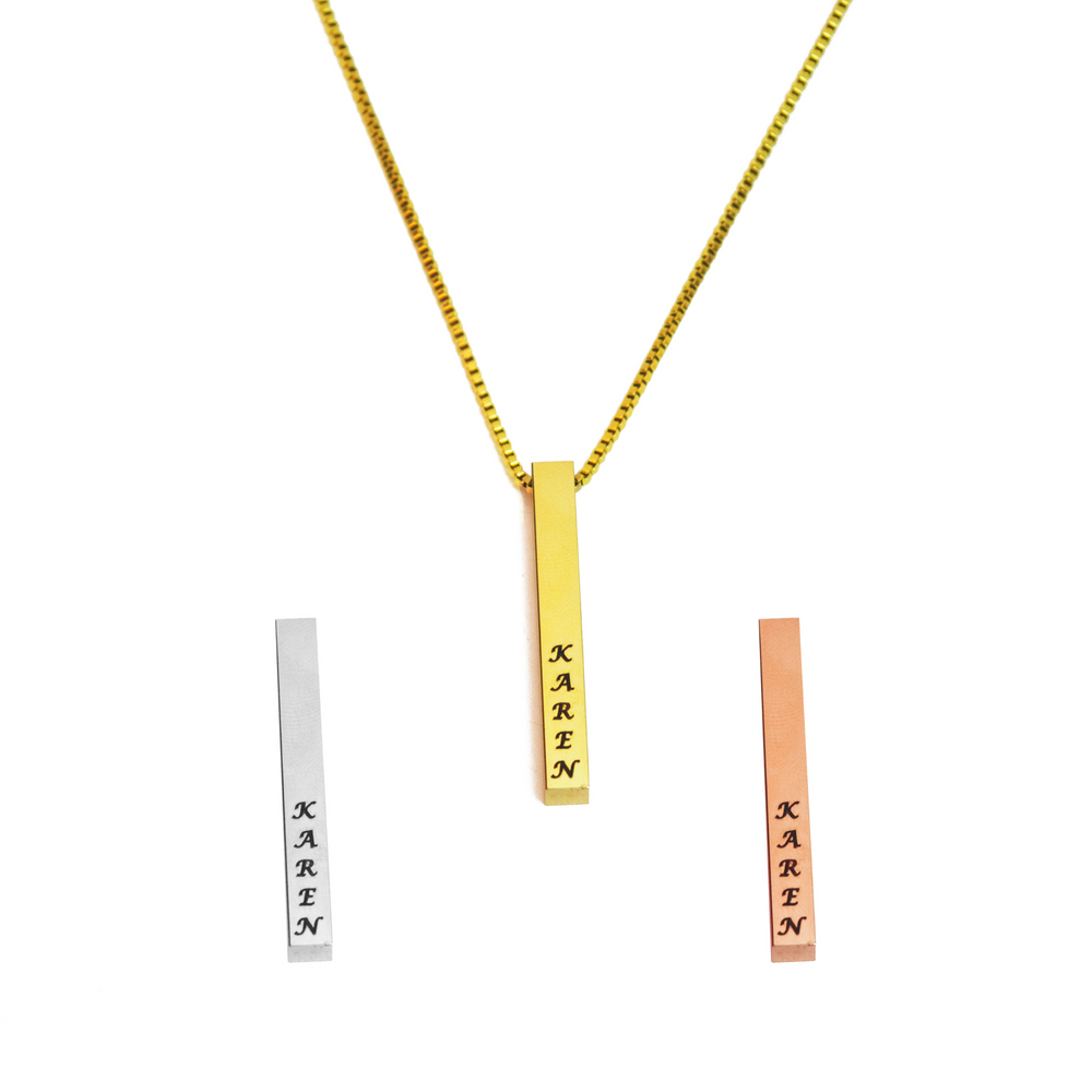 
                      
                        Calligraphy Script Vertical Bar Personalized Name Necklace| Silverworks
                      
                    