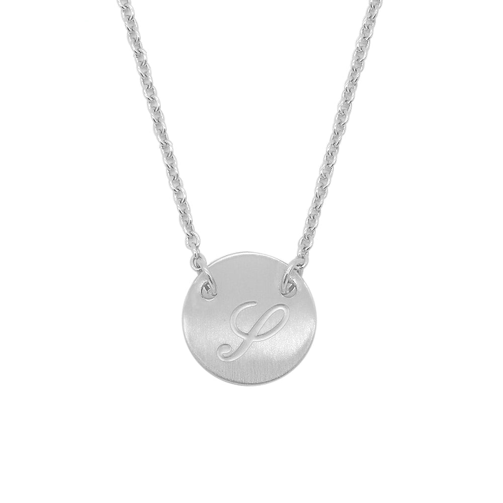 
                      
                        Reign Round Plate Letter Engraved Stainless Steel Pendant Necklace | SilverWorks
                      
                    