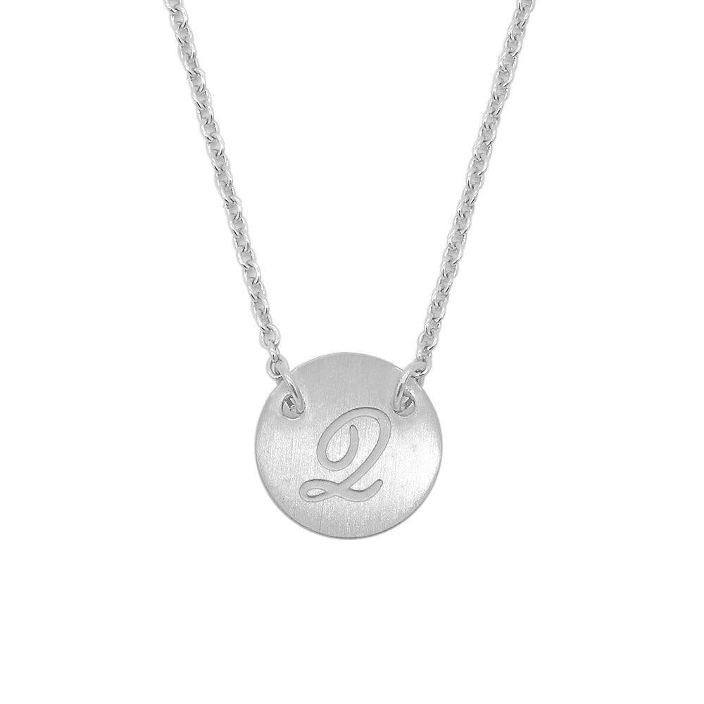 
                      
                        Reign Round Plate Letter Engraved Stainless Steel Pendant Necklace | SilverWorks
                      
                    