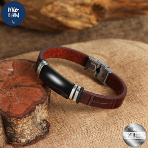 Silverworks Black ID Bar in Printed Pattern Leatherette Bracelet (X4505/06) - Mio Mio Collection