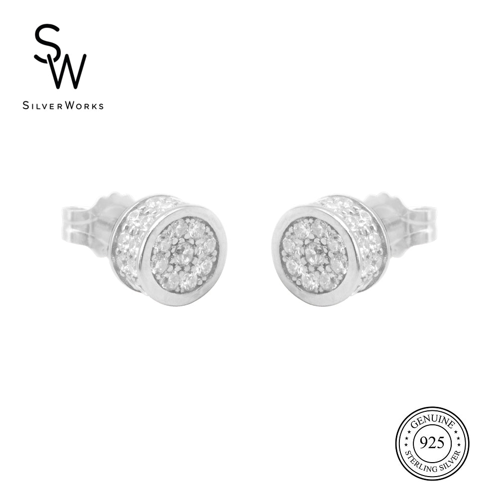 Stunning Silver Pave Stud Earrings
