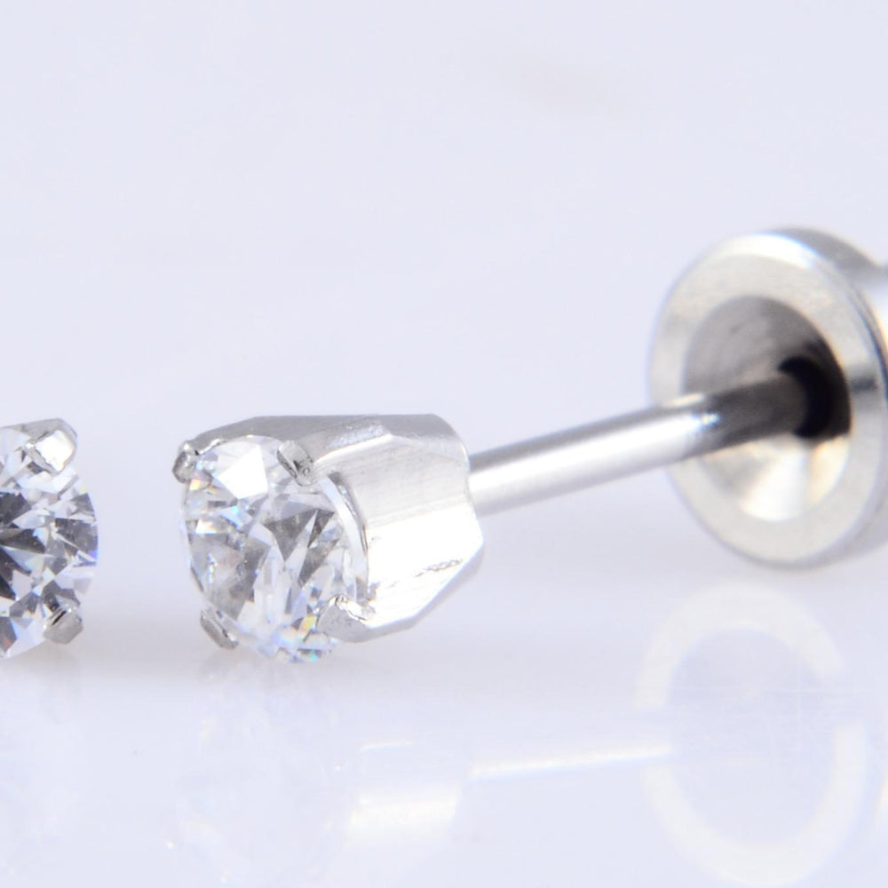 E7825 SS 3MM CZ CLEAR BUTTERFLY BACK STUD HATBCK