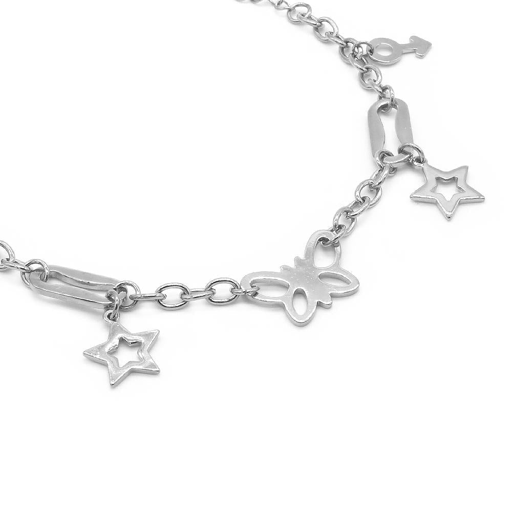 
                      
                        Thren Butterfly & Star Stainless Steel Charm Bracelet | SilverWorks
                      
                    