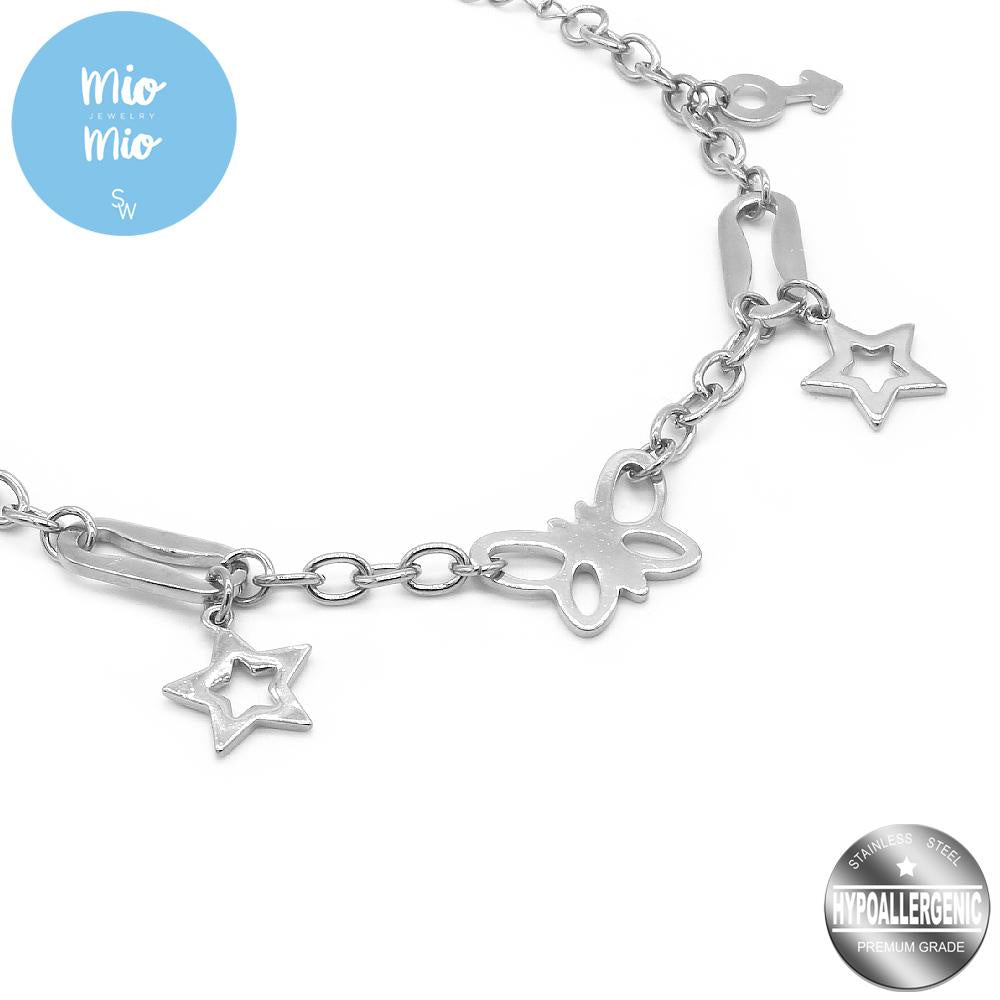 Mio Mio by Silverworks Gender Symbol, Star and Butterfly Bracelet - Fashion Accessory for Women