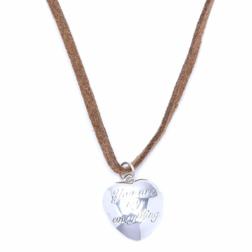 Sadie Heart 925 Sterling Silver Pendant Leatherette Necklace | SilverWorks