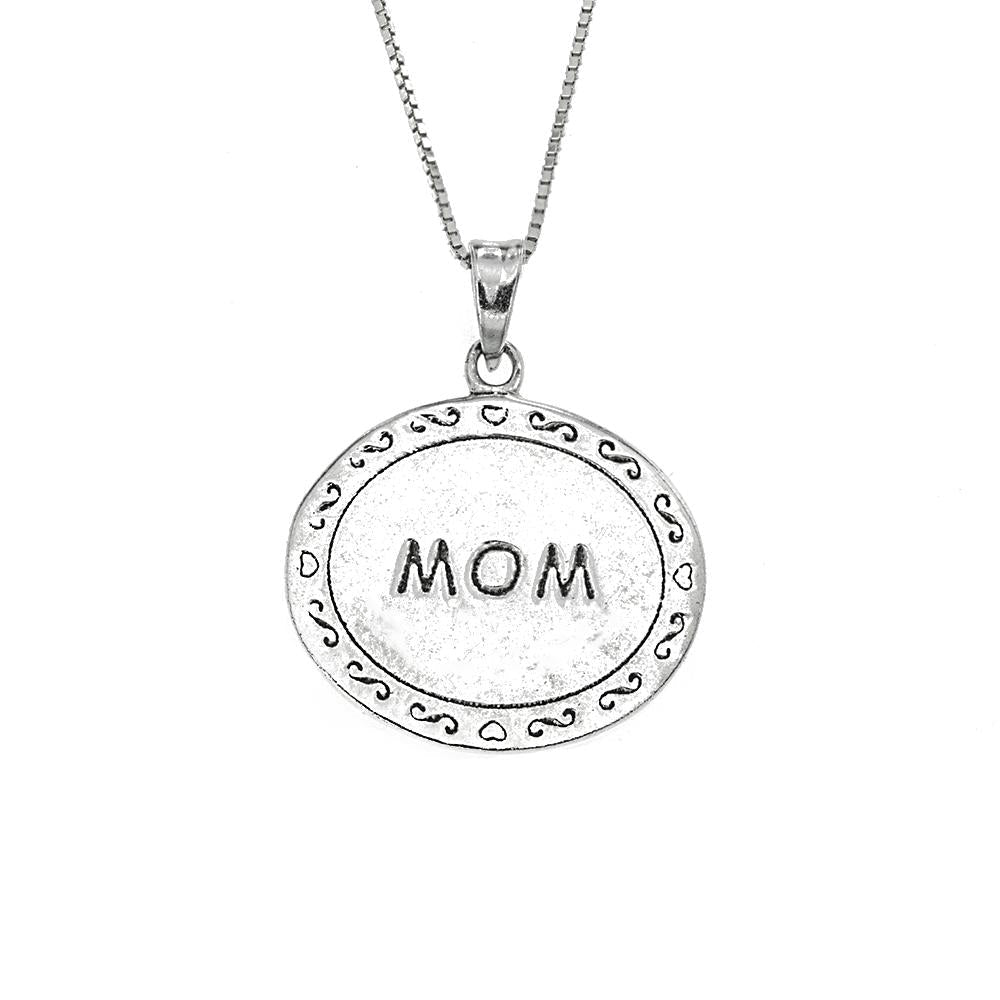 
                      
                        Anne Round "Mom" Engraved 925 Sterling Silver Pendant Necklace | SilverWorks
                      
                    
