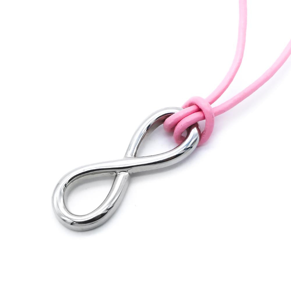 Eleonor Infinity Stainless Steel Pendant Leather Necklace | SilverWorks