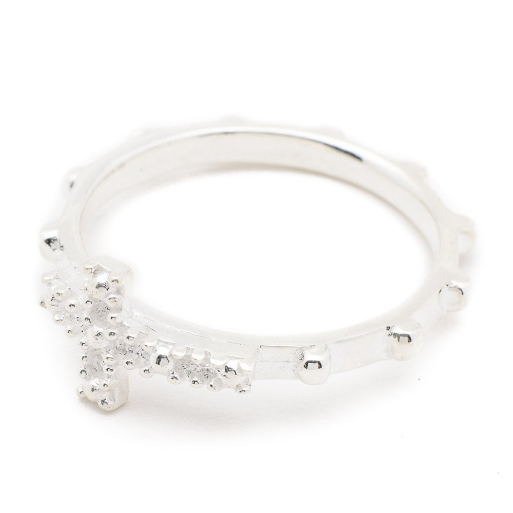 Rose Rosary 925 Sterling Silver Ring | SilverWorks