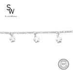 Silverworks B5162 Figaro Bracelet w/ Small Dangling Flower