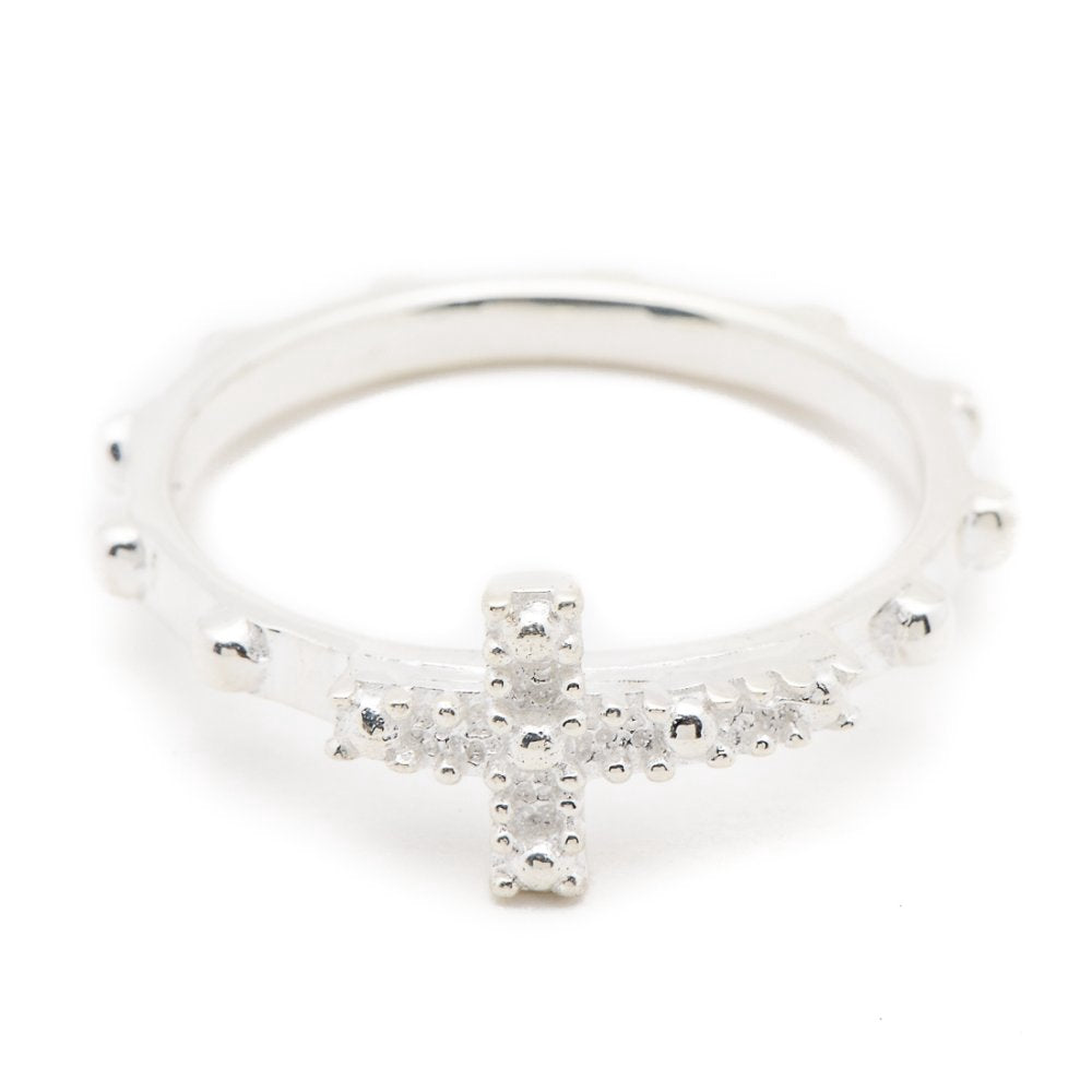 Rose Rosary 925 Sterling Silver Ring | SilverWorks
