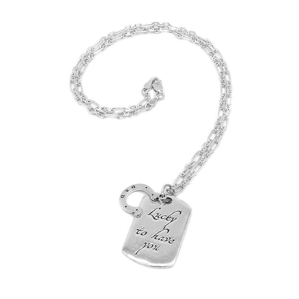 "Lucky to Have You" Father's Day Collection 925 Sterling Silver Pendant Necklace | SilverWorks