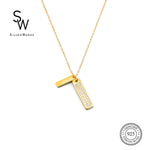 Silverworks Himeji Gold Plated Rolo Chain Necklace with Two Drop Bar Pendant