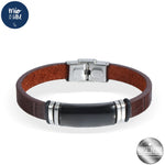 Silverworks Black ID Bar in Printed Pattern Leatherette Bracelet (X4505/06) - Mio Mio Collection