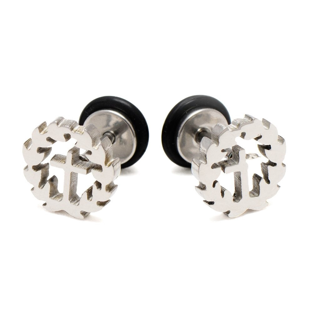 
                      
                        Cross in Flame Tunnel Stainless Steel Stud Earrings | SilverWorks
                      
                    