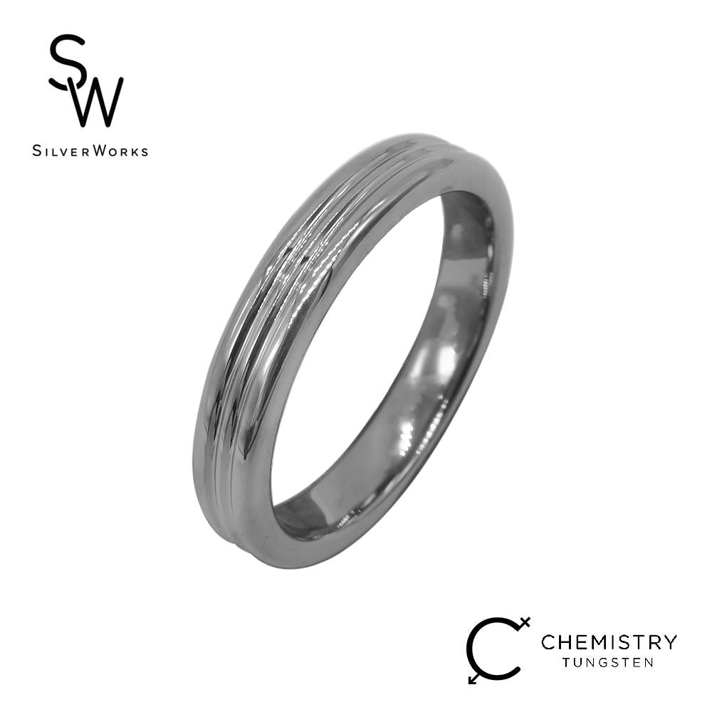 Silverworks Polished Tungsten Ring with Rail Design - Chemistry Tungsten Collection T43