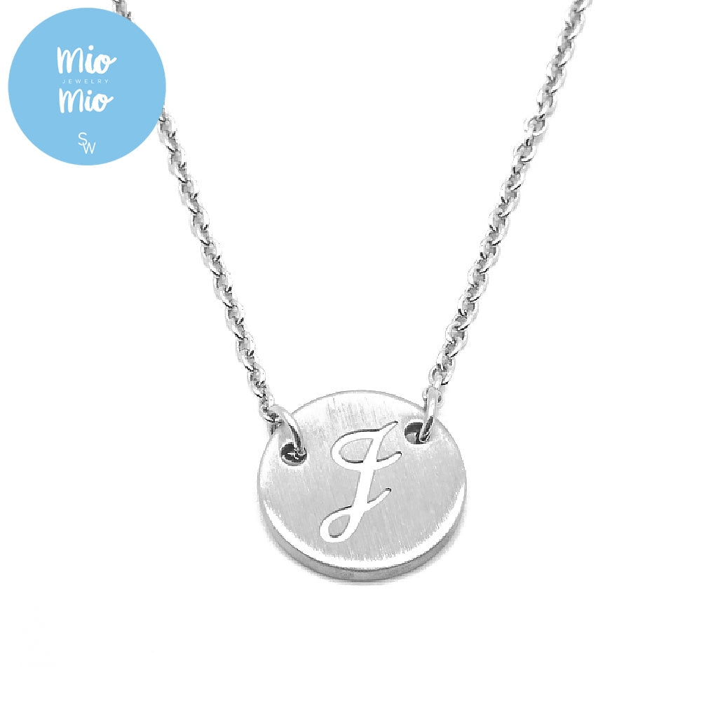 
                      
                        Reign Round Plate Letter Engraved Stainless Steel Pendant Necklace | SilverWorks
                      
                    